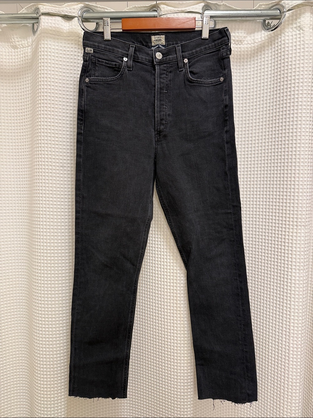 Citizens Of Humanity Slim Straight Black Distressed Jeans - size 26